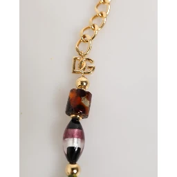 Multicolor Murano Glass Beads Gold Chain Jewelry Necklace