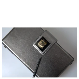 Steel Gray Leather Box Shape Shoulder Gold DG Logo Plaque Bag