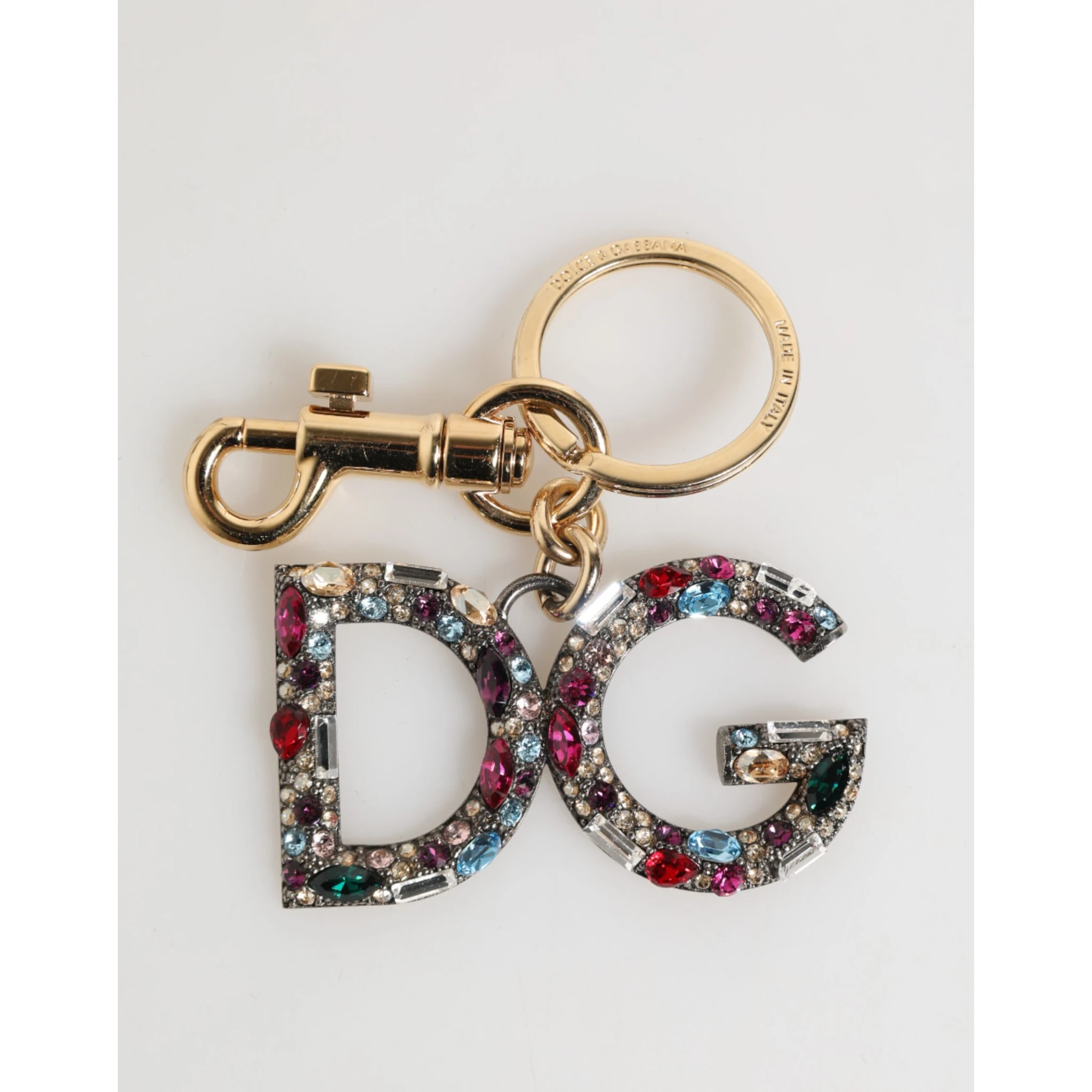 Multicolor Crystal DG Logo Gold Keychain Charm Keyring