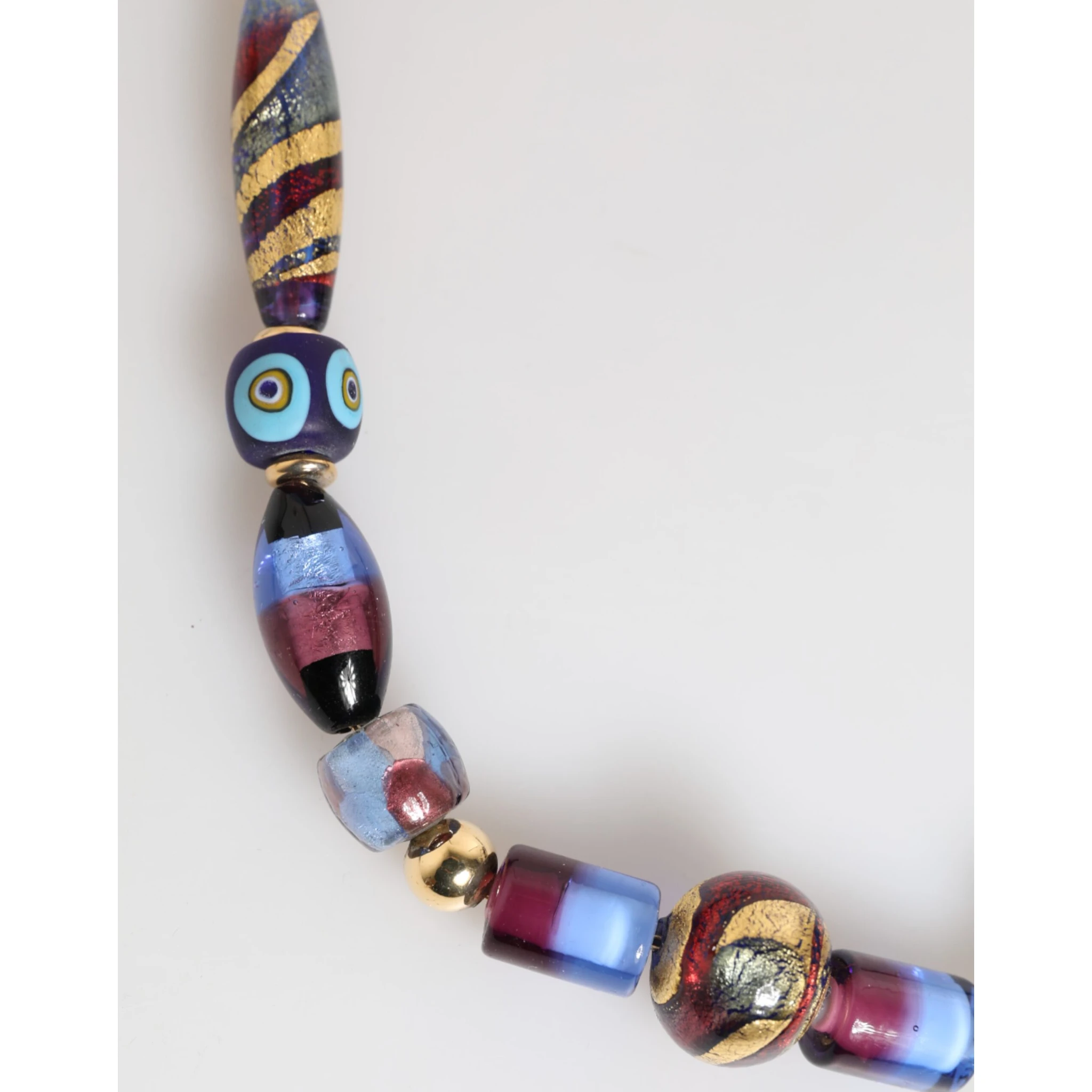 Multicolor Murano Glass Beads Gold Brass Chain Jewelry Necklace