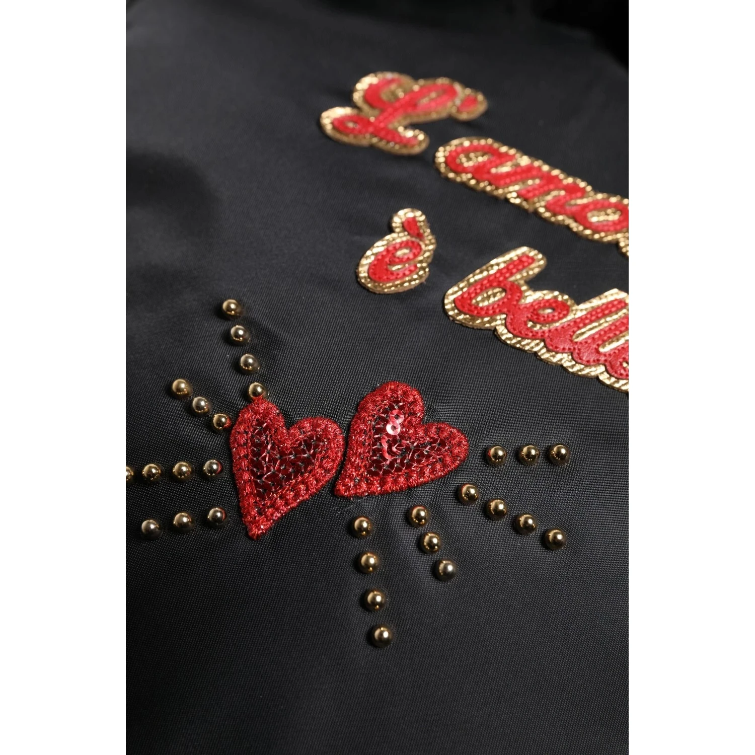 Black Heart L'Amore Patch Embellished Kids Backpack