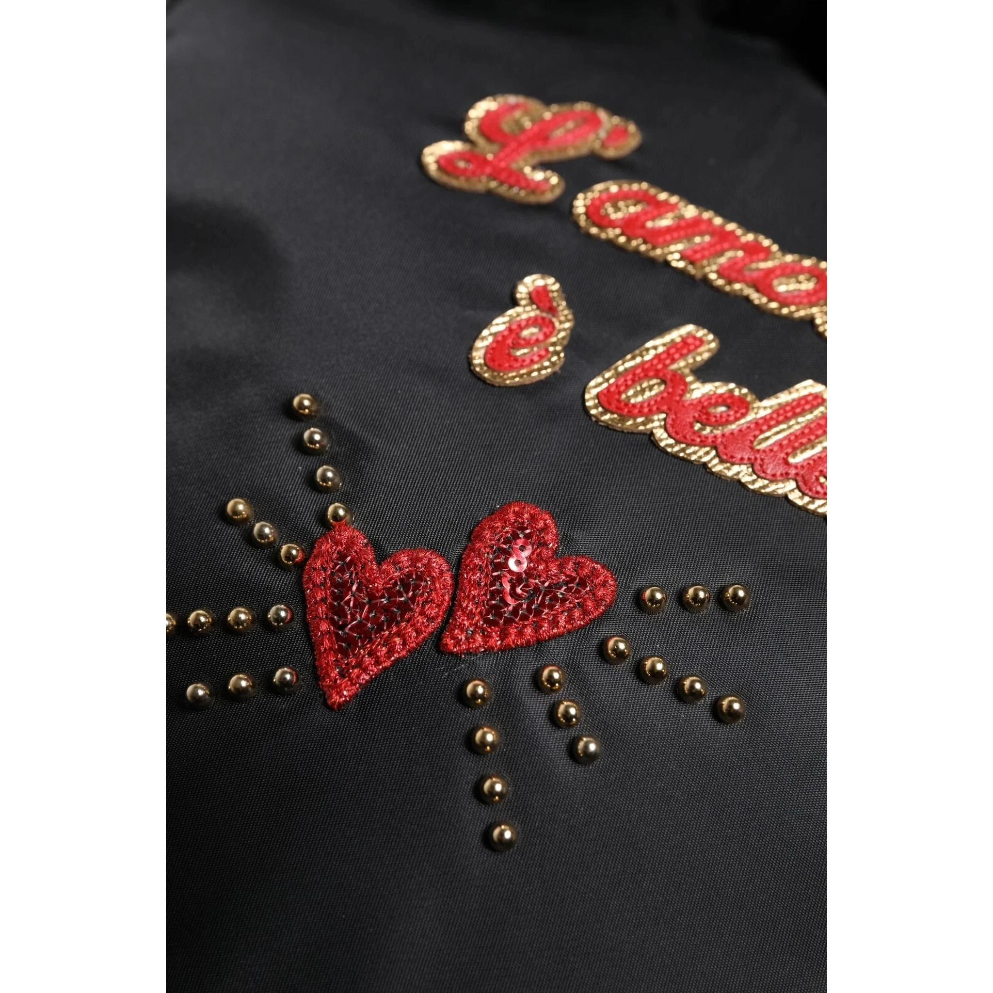 Black Heart L'Amore Patch Embellished Kids Backpack