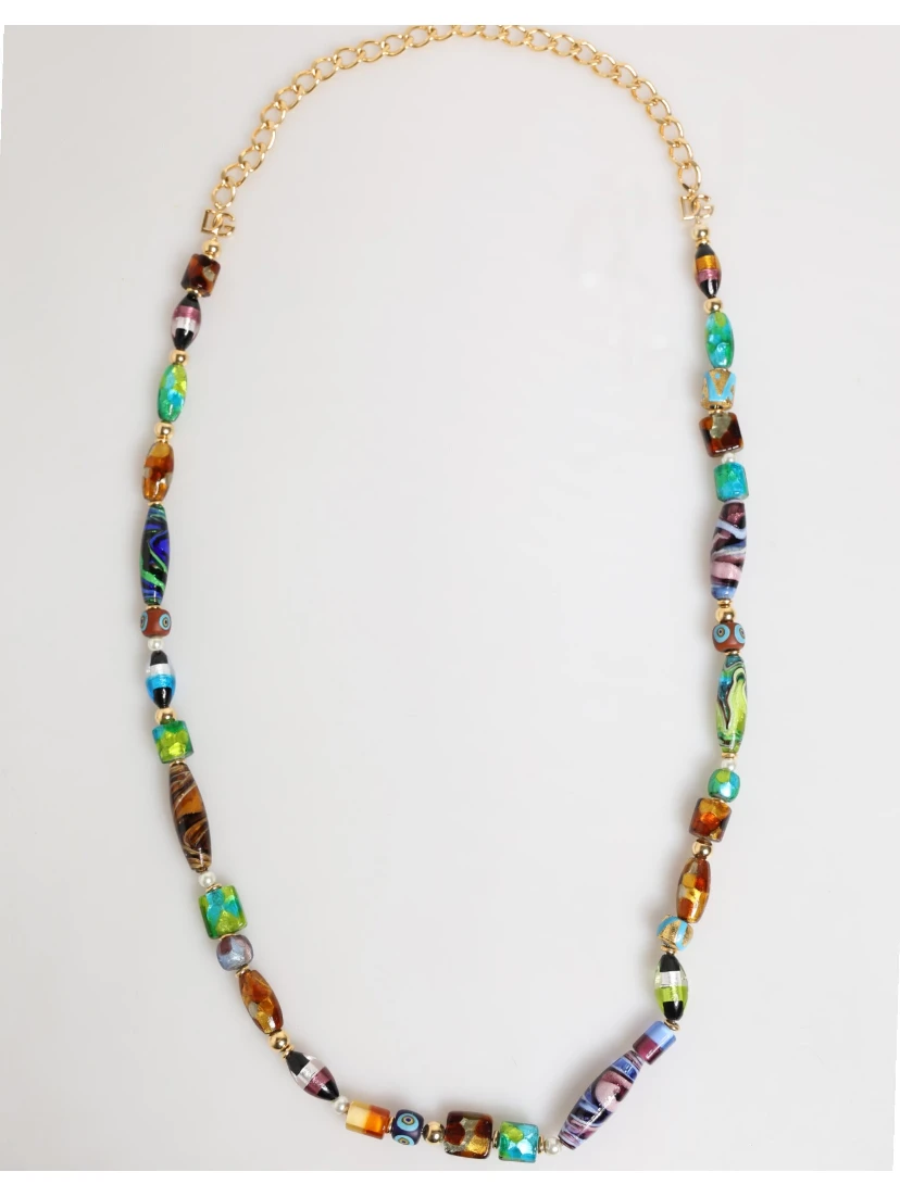 Multicolor Murano Glass Beads Brass Women Jewelry Necklace