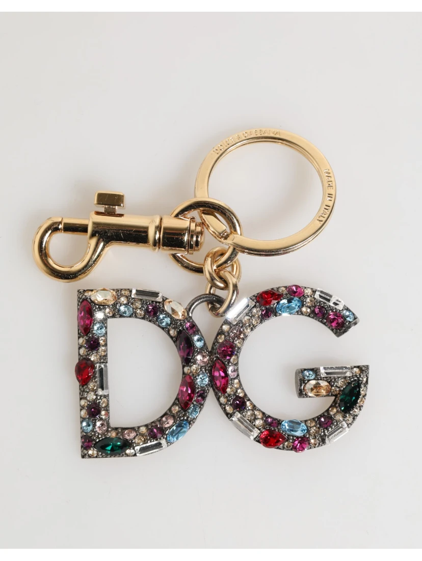 Multicolor Crystal DG Logo Gold Keychain Charm Keyring