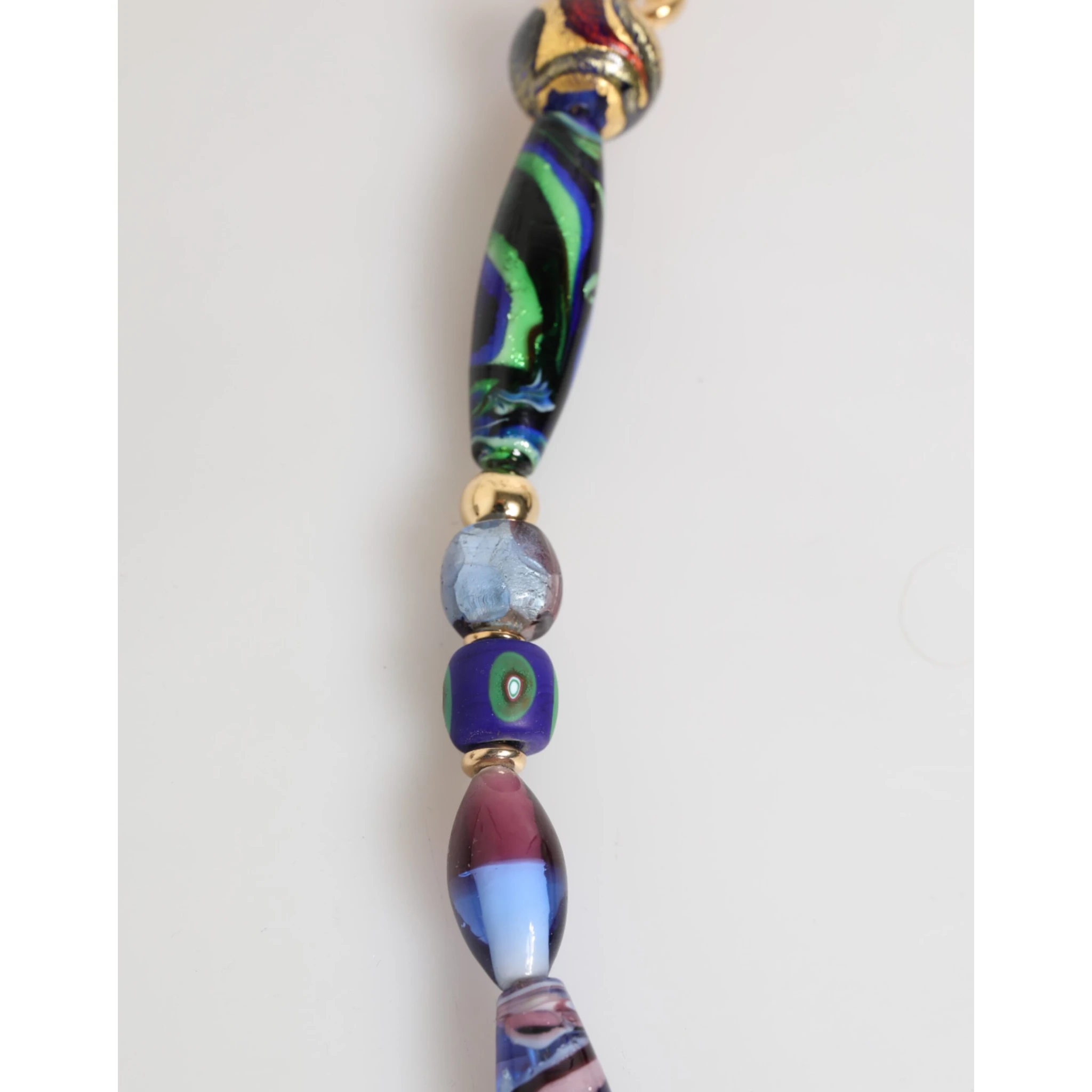Multicolor Murano Glass Beads Gold Brass Chain Jewelry Necklace