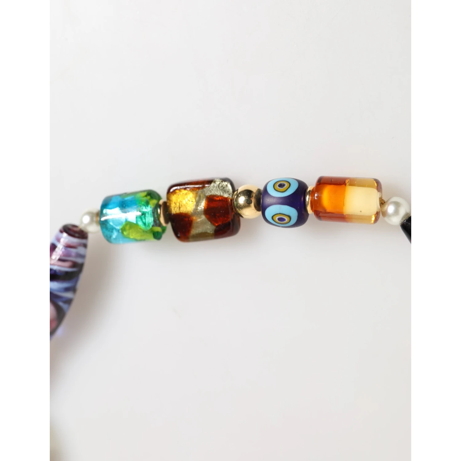 Multicolor Murano Glass Beads Brass Women Jewelry Necklace