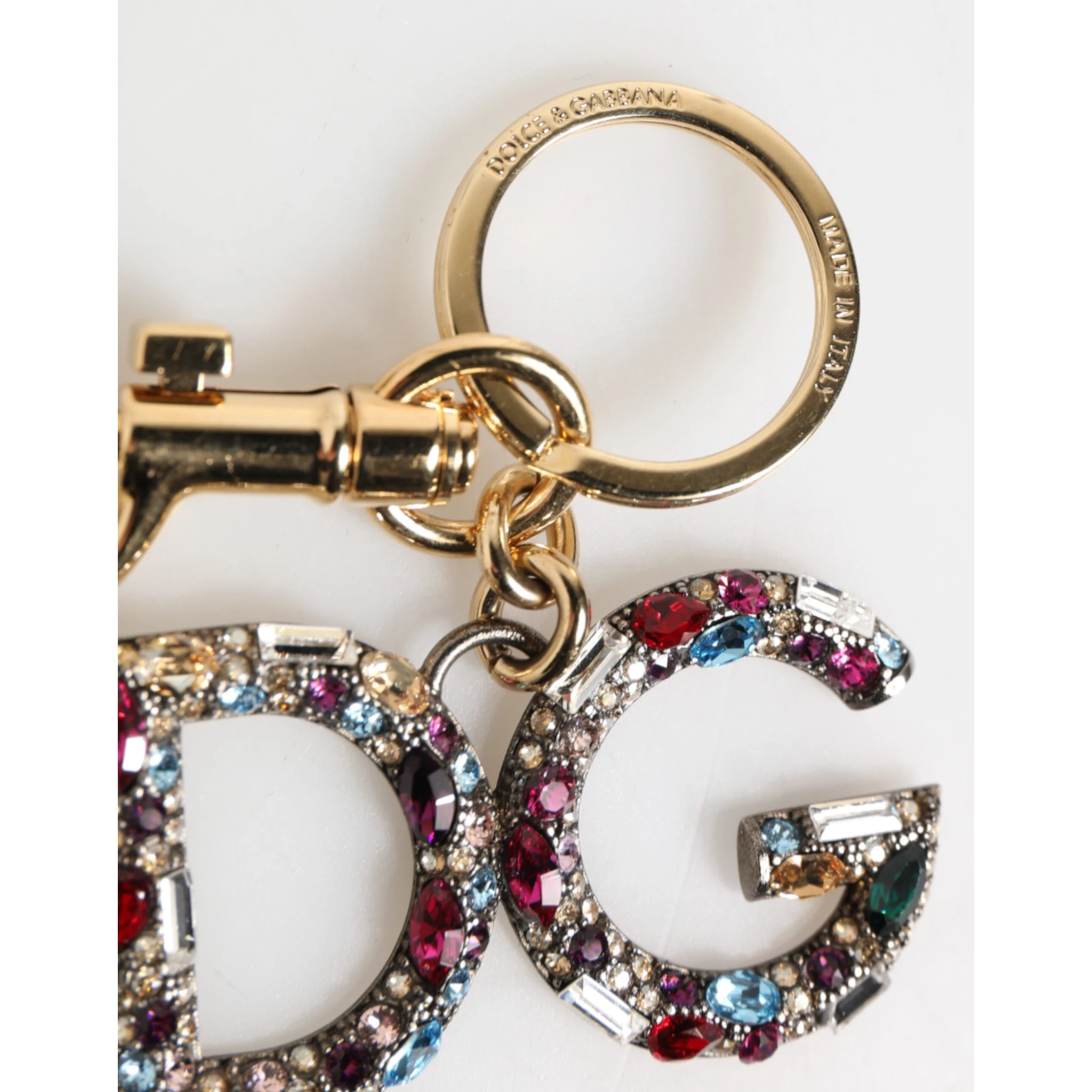 Multicolor Crystal DG Logo Gold Keychain Charm Keyring