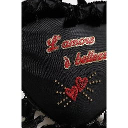Black Heart L'Amore Patch Embellished Kids Backpack