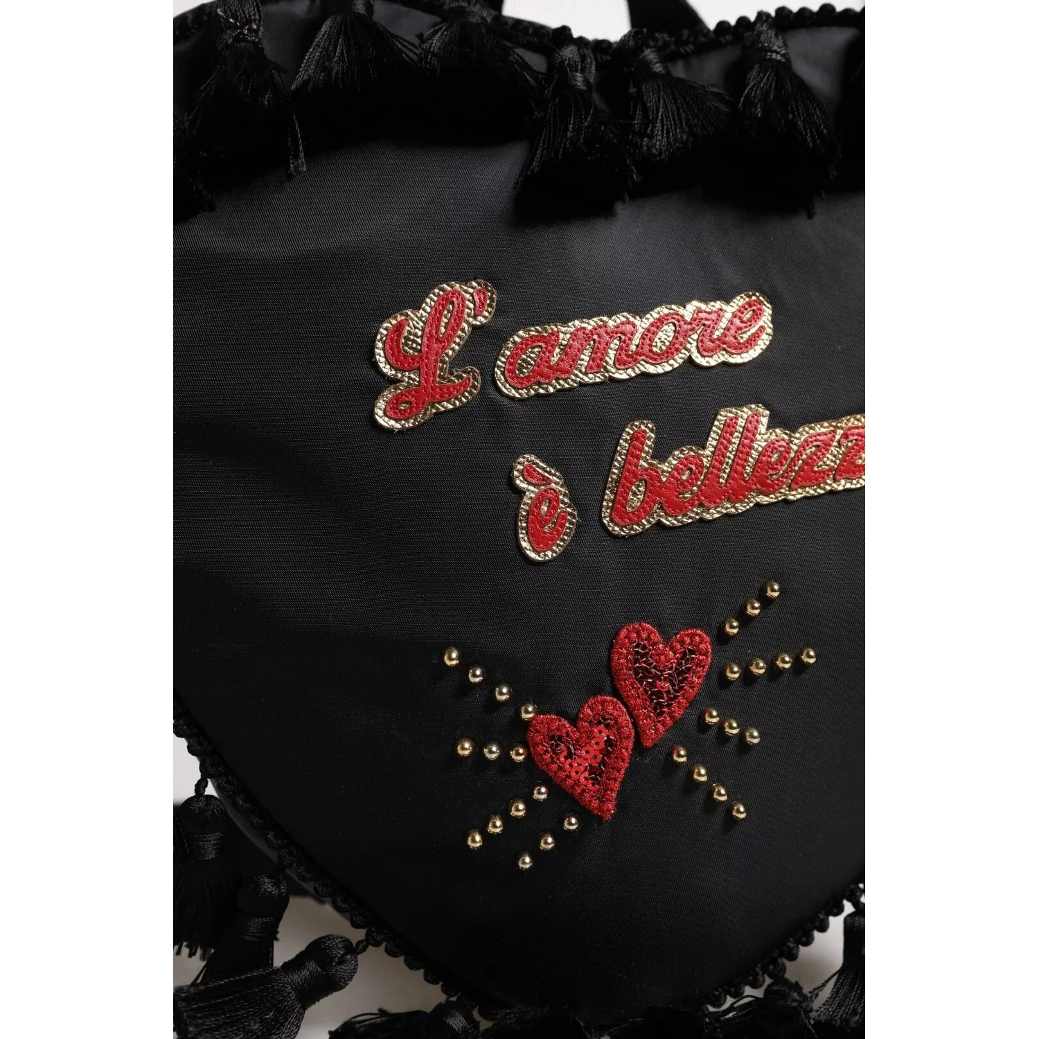 Black Heart L'Amore Patch Embellished Kids Backpack
