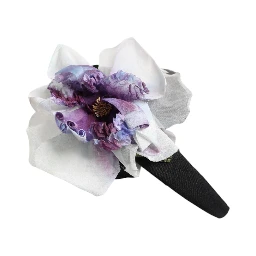 Black Green Silk Purple White Floral Appliqué Accessory Headband