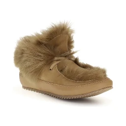 Beige Leather Ankle Boots