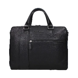 Black Leather Business And Laptop Bag