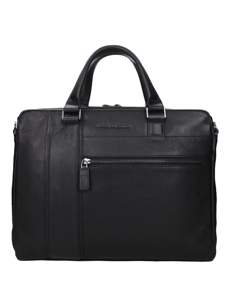Black Leather Business And Laptop Bag