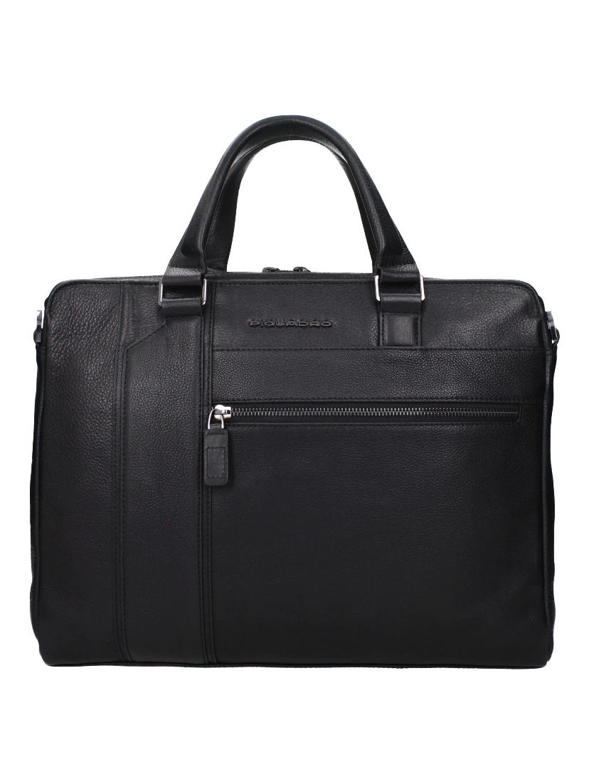 Black Leather Business And Laptop Bag