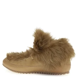 Beige Leather Ankle Boots