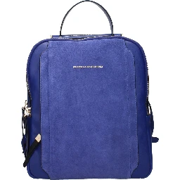 Blue Leather Backpack