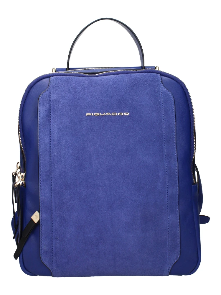 Blue Leather Backpack