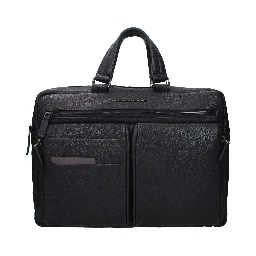 Black Leather Business And Laptop Bag