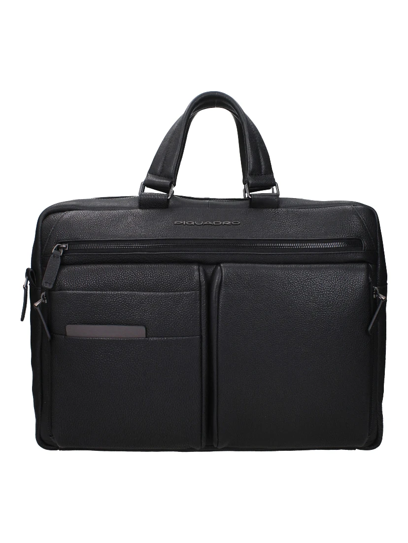 Black Leather Business And Laptop Bag