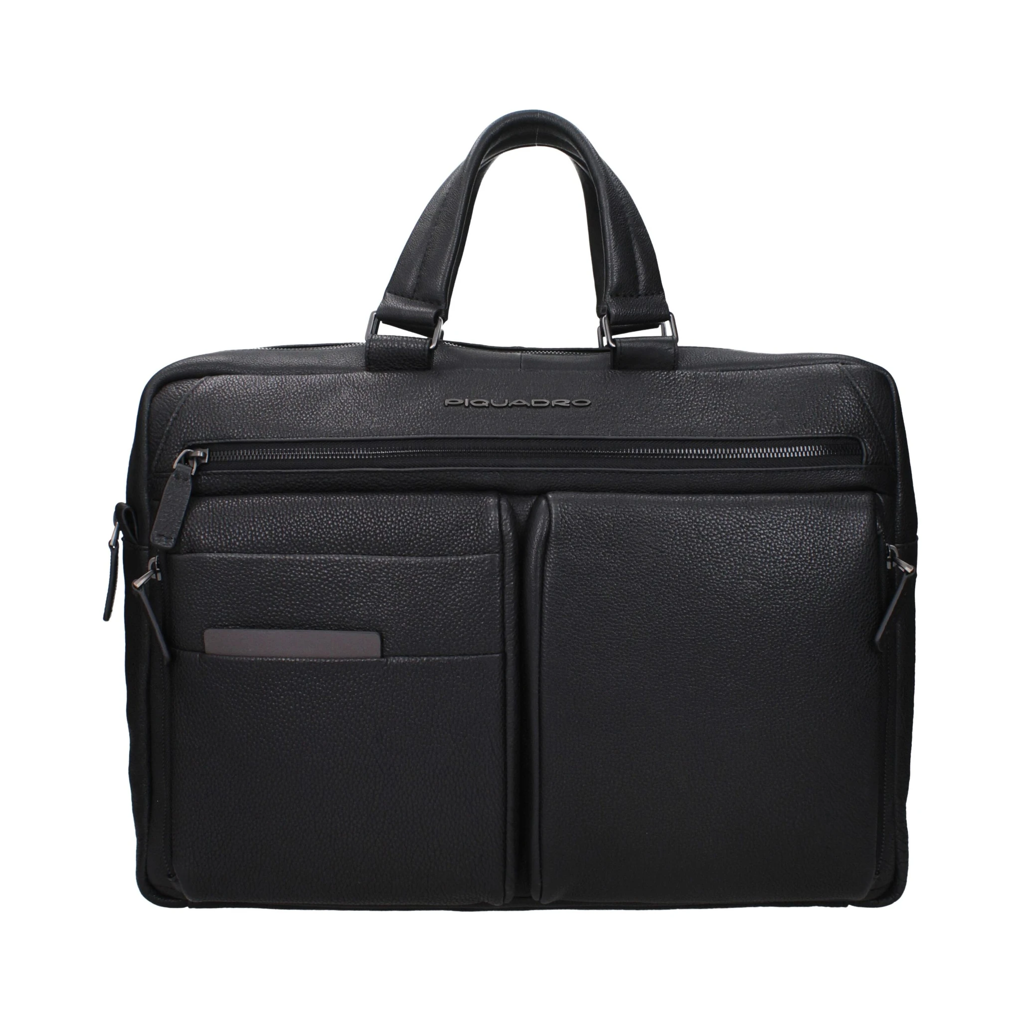 Black Leather Business And Laptop Bag