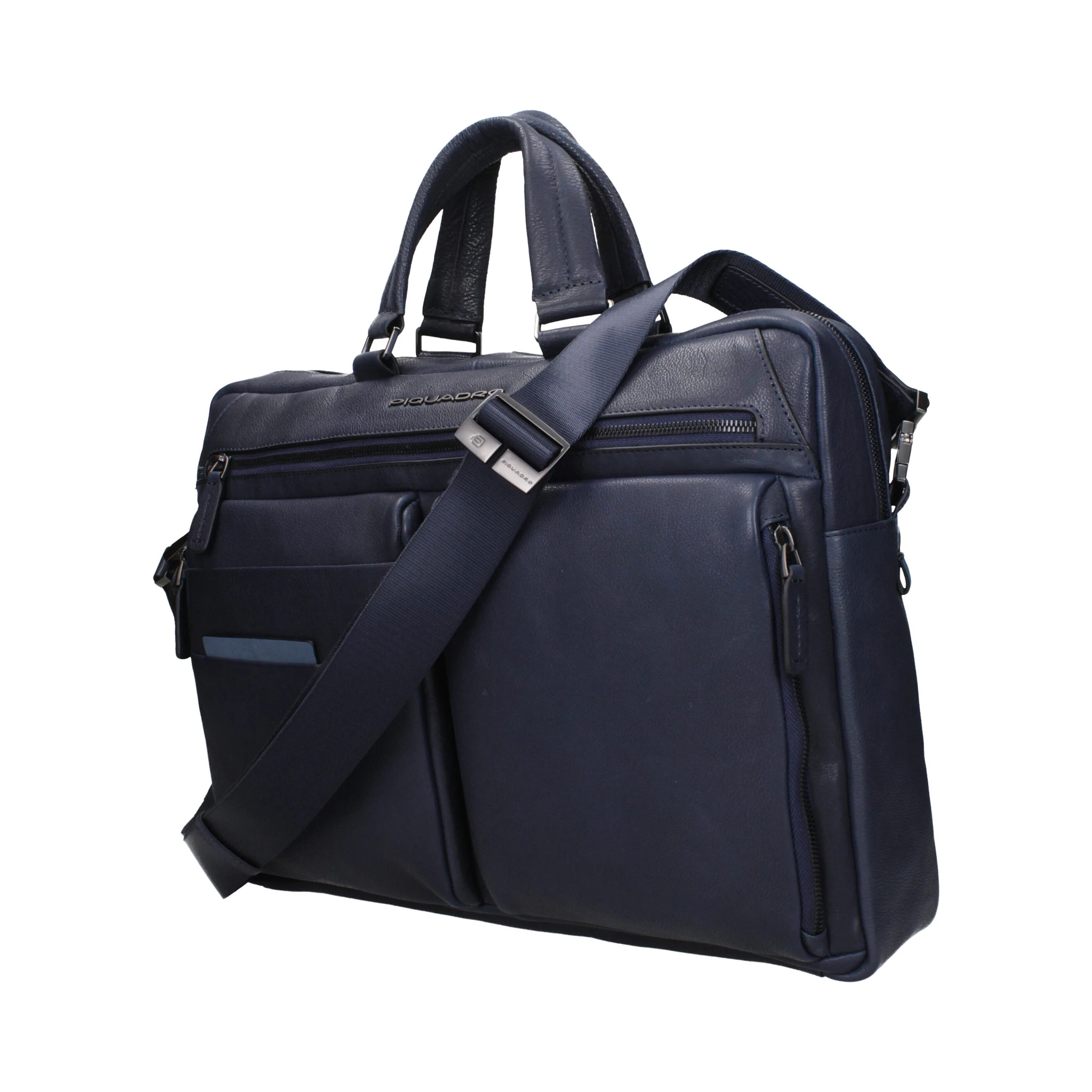 Blue Leather Business And Laptop Bag
