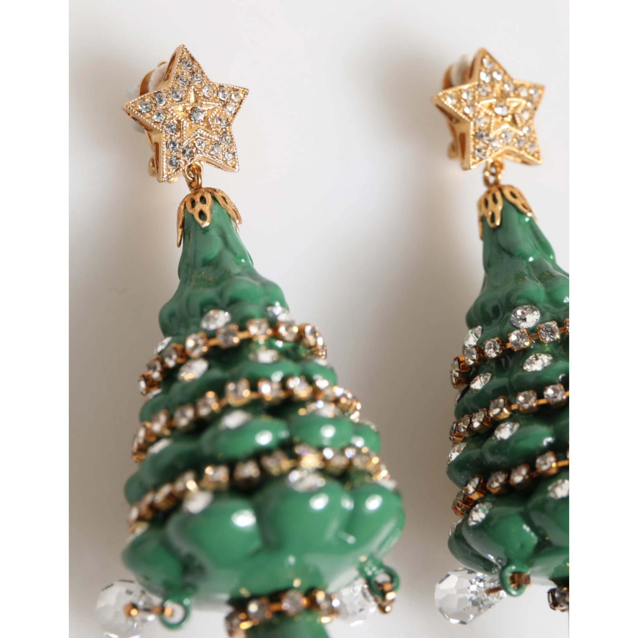 Gold Brass Multicolour Christmas Tree Earrings
