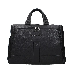 Black Leather Business And Laptop Bag