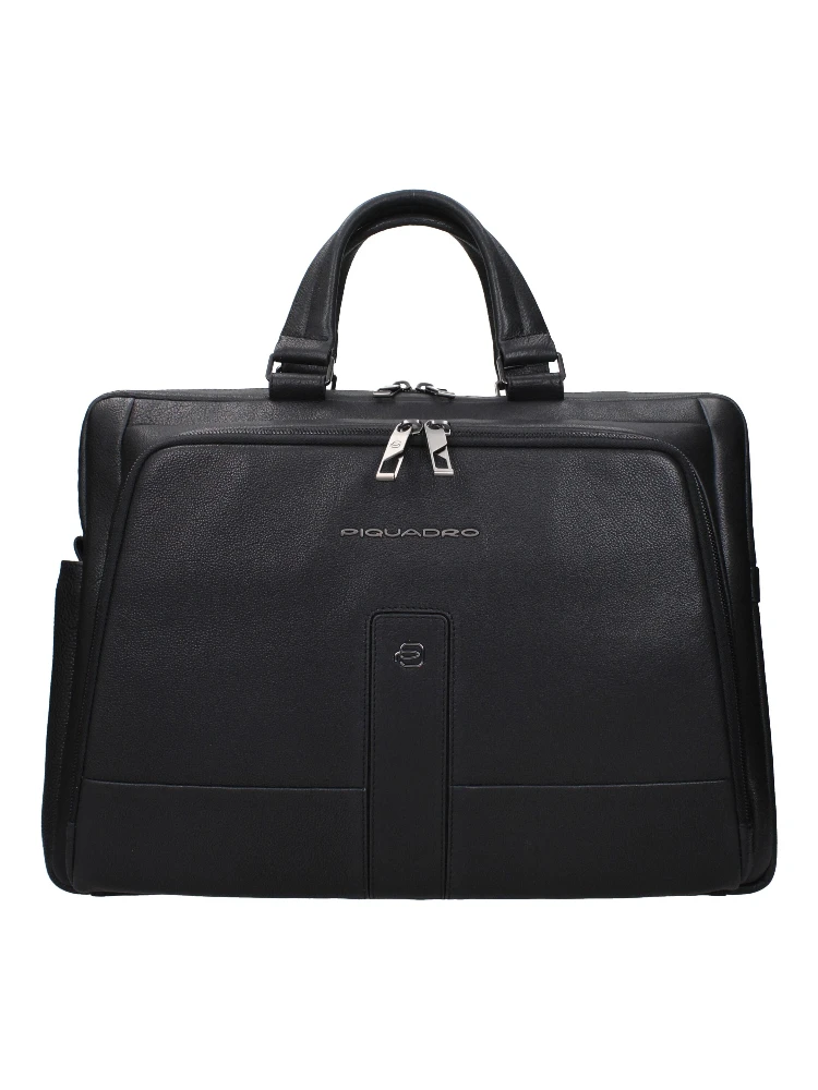 Black Leather Business And Laptop Bag