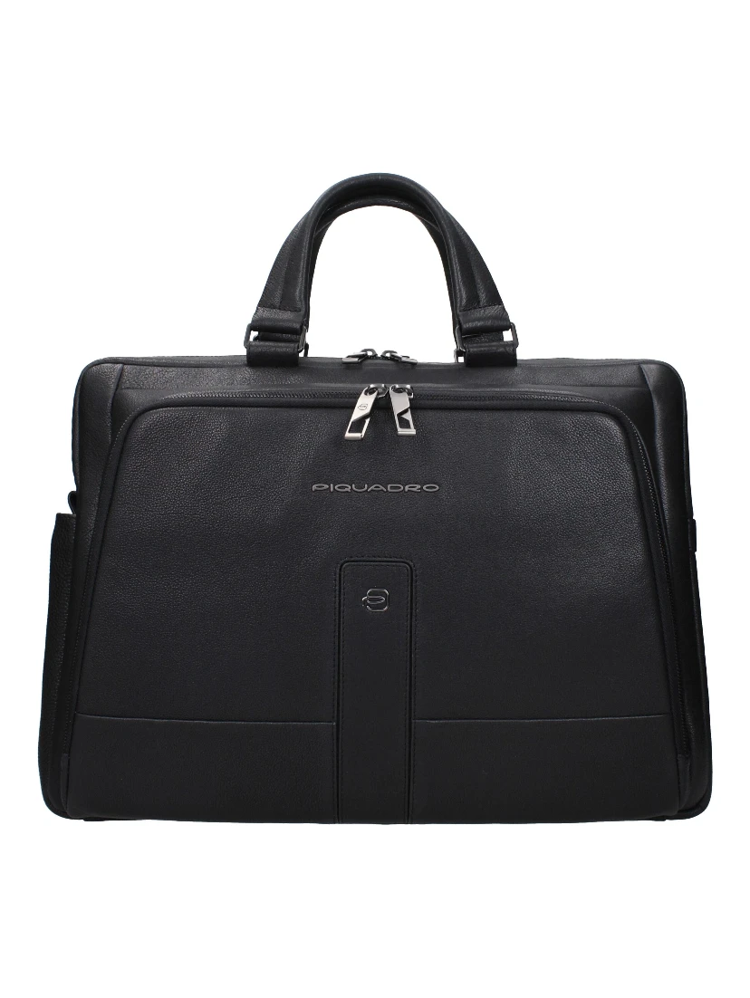 Black Leather Business And Laptop Bag
