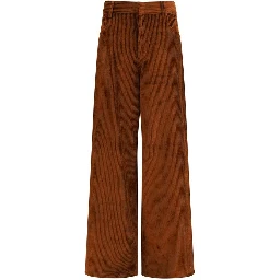 Brown Cotton Casual Pants