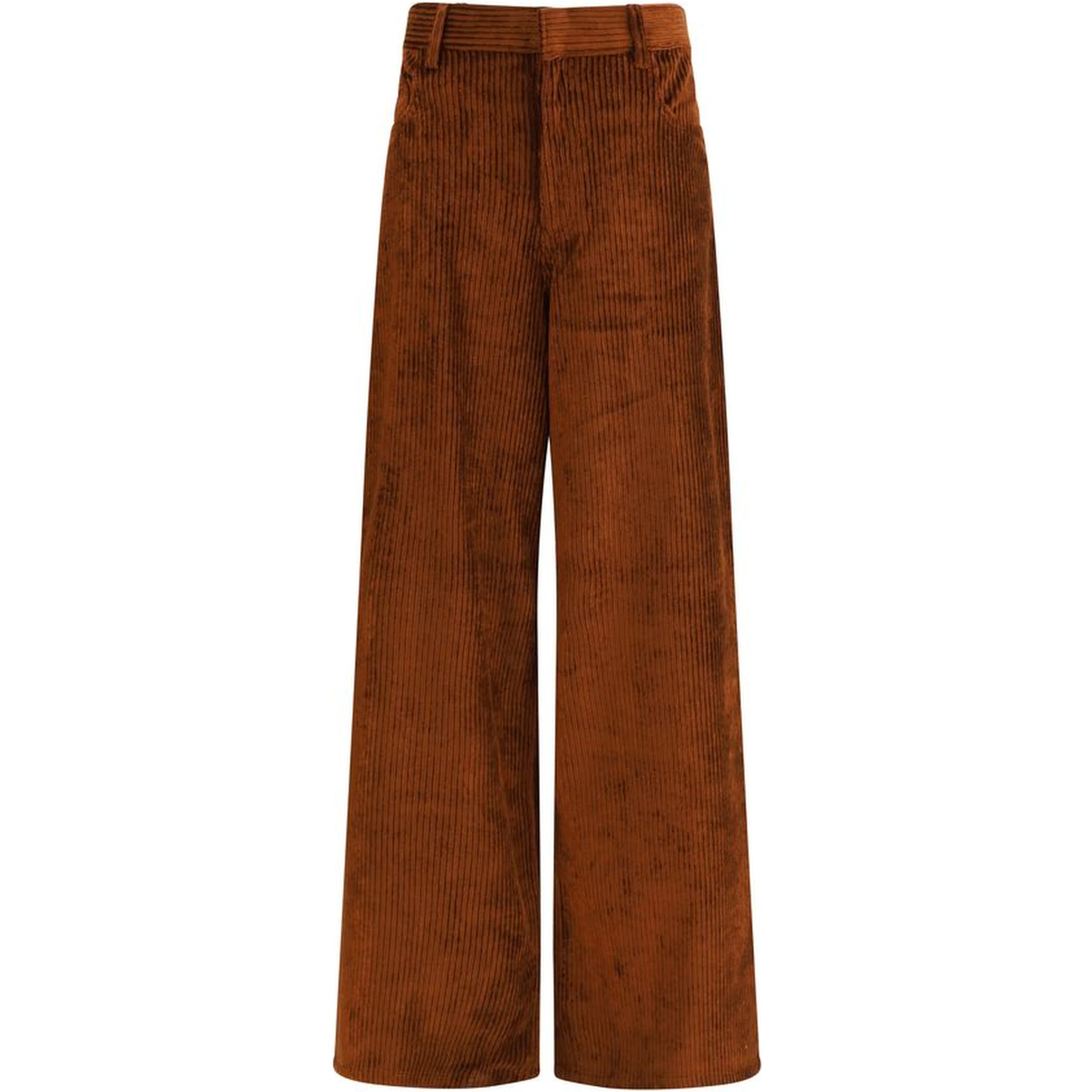 Brown Cotton Casual Pants