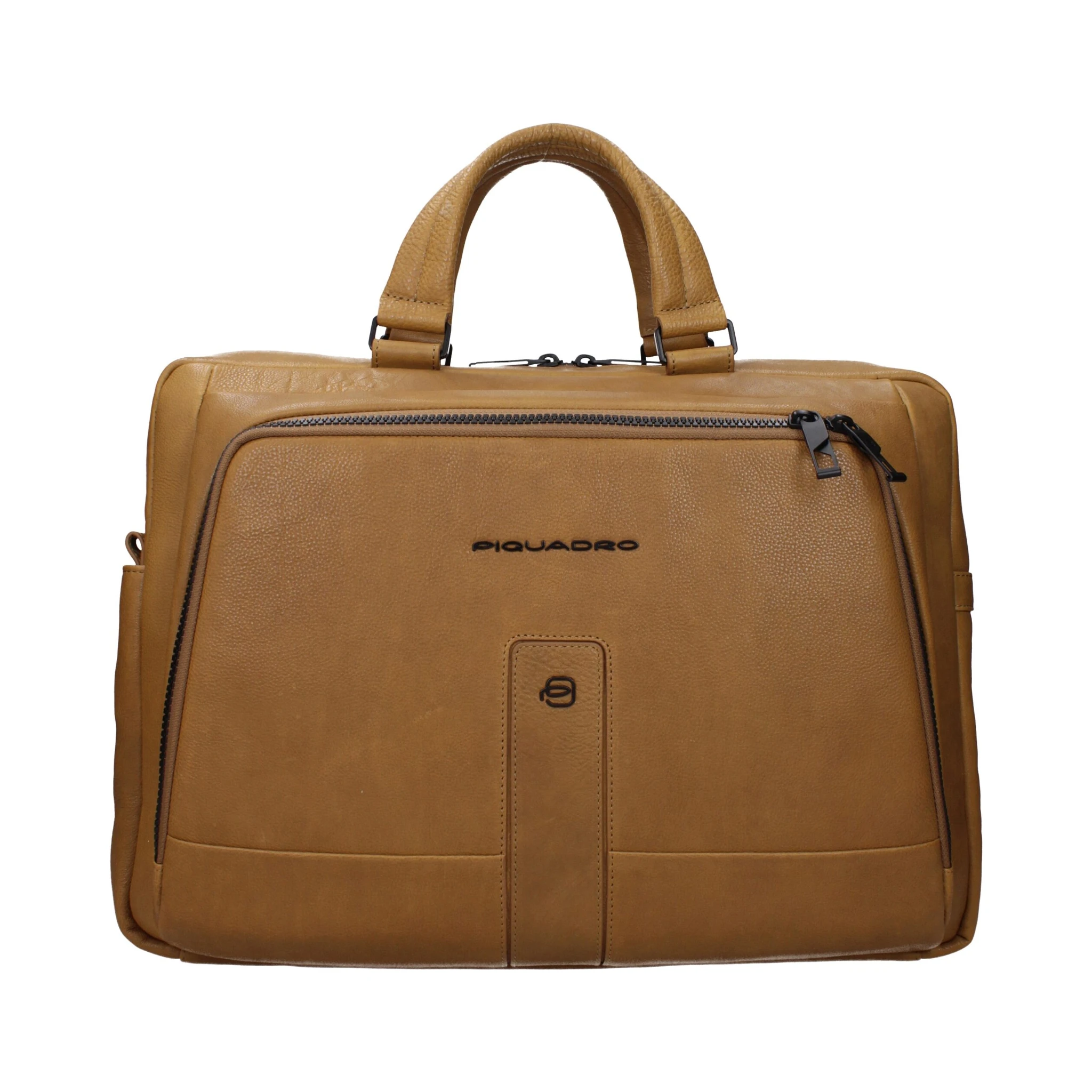Beige Leather Business And Laptop Bag