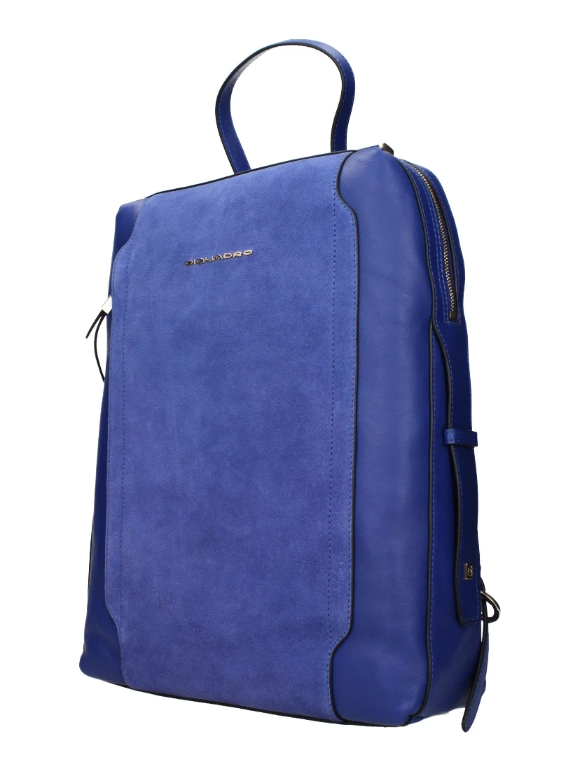 Blue Leather Backpack
