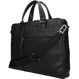 Black Leather Business And Laptop Bag