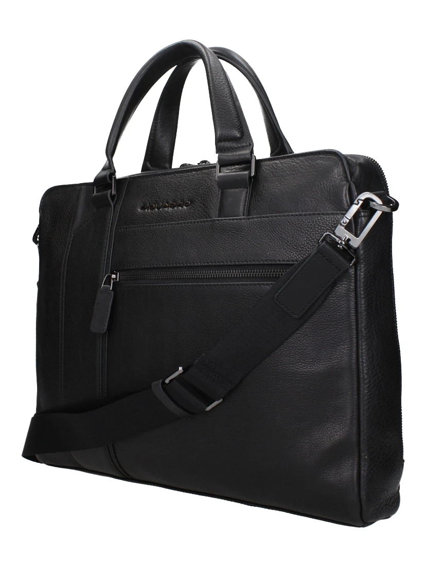 Black Leather Business And Laptop Bag