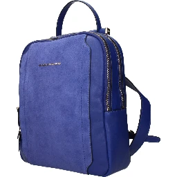 Blue Leather Backpack