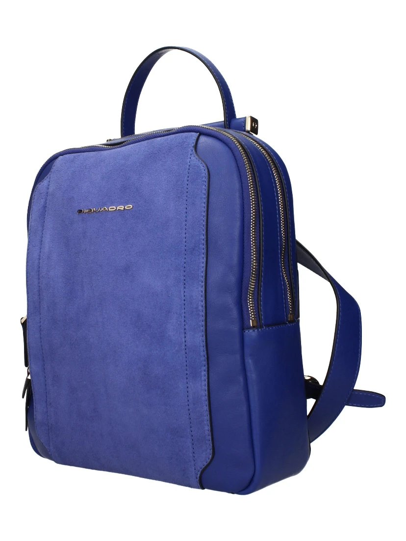 Blue Leather Backpack
