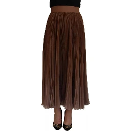 Beige Longuette Plisse Chiffon Midi Skirt