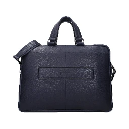 Blue Leather Business And Laptop Bag