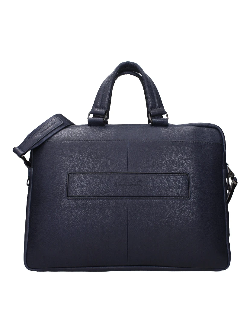 Blue Leather Business And Laptop Bag