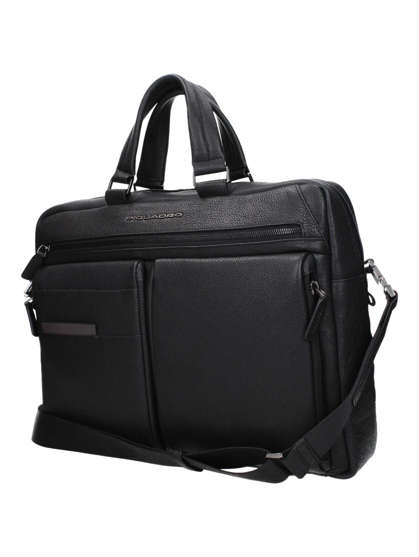 Black Leather Business And Laptop Bag