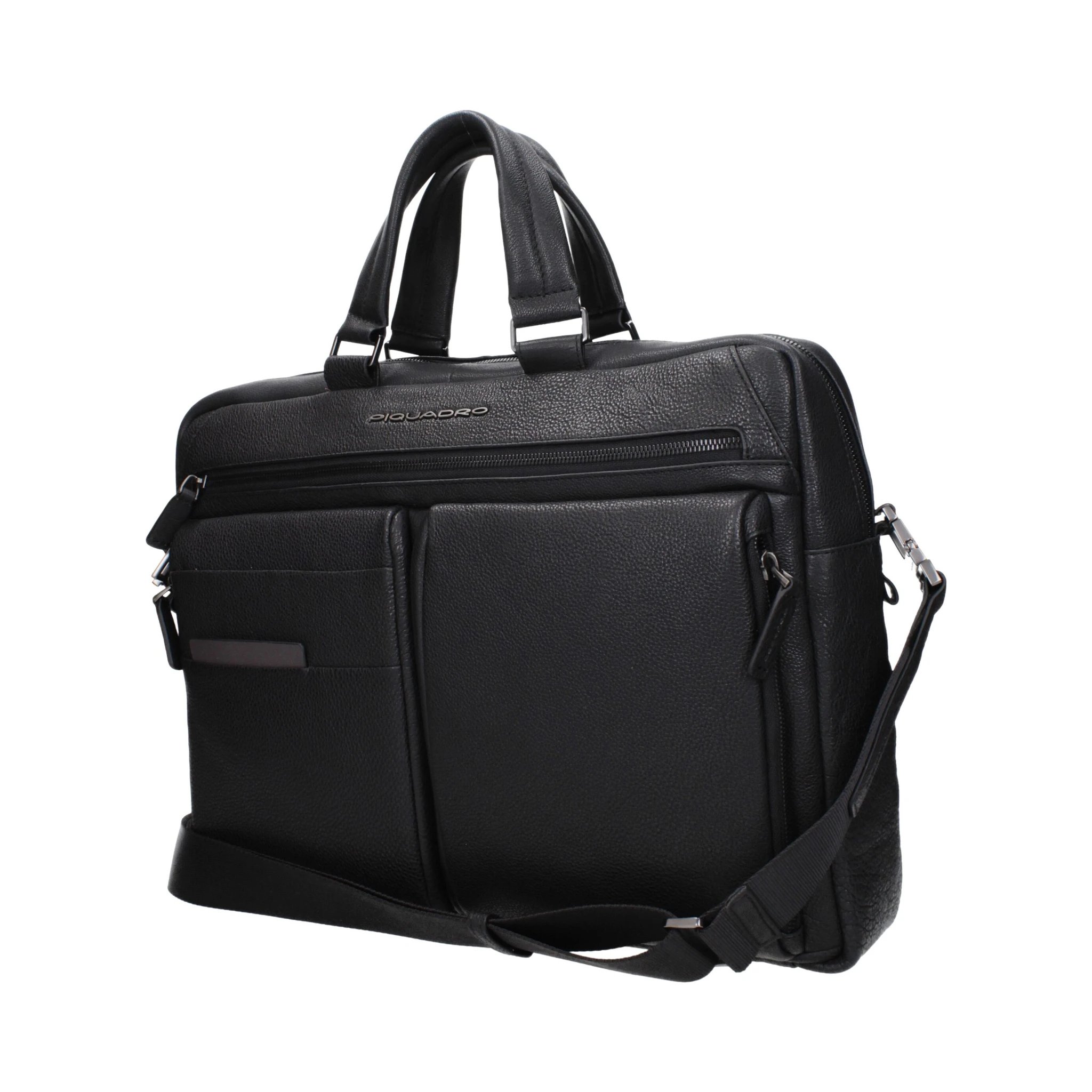 Black Leather Business And Laptop Bag