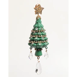 Gold Brass Multicolour Christmas Tree Earrings