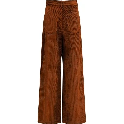 Brown Cotton Casual Pants