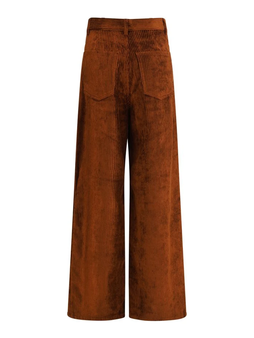 Brown Cotton Casual Pants