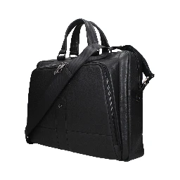 Black Leather Business And Laptop Bag