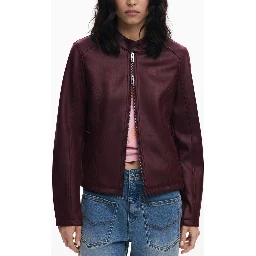 Red Polyester Women Jacket