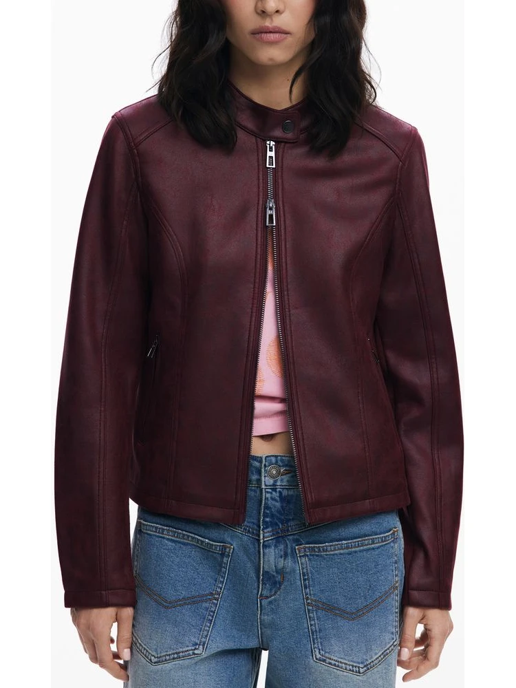 Red Polyester Women Jacket