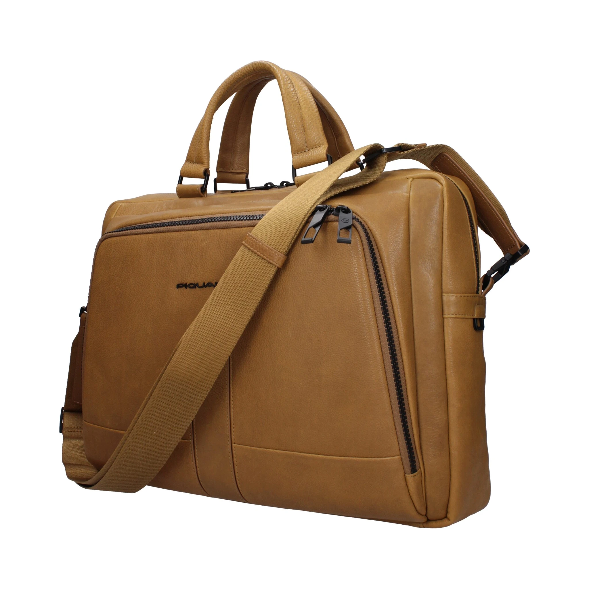 Beige Leather Business And Laptop Bag