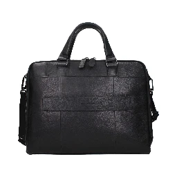 Black Leather Business And Laptop Bag